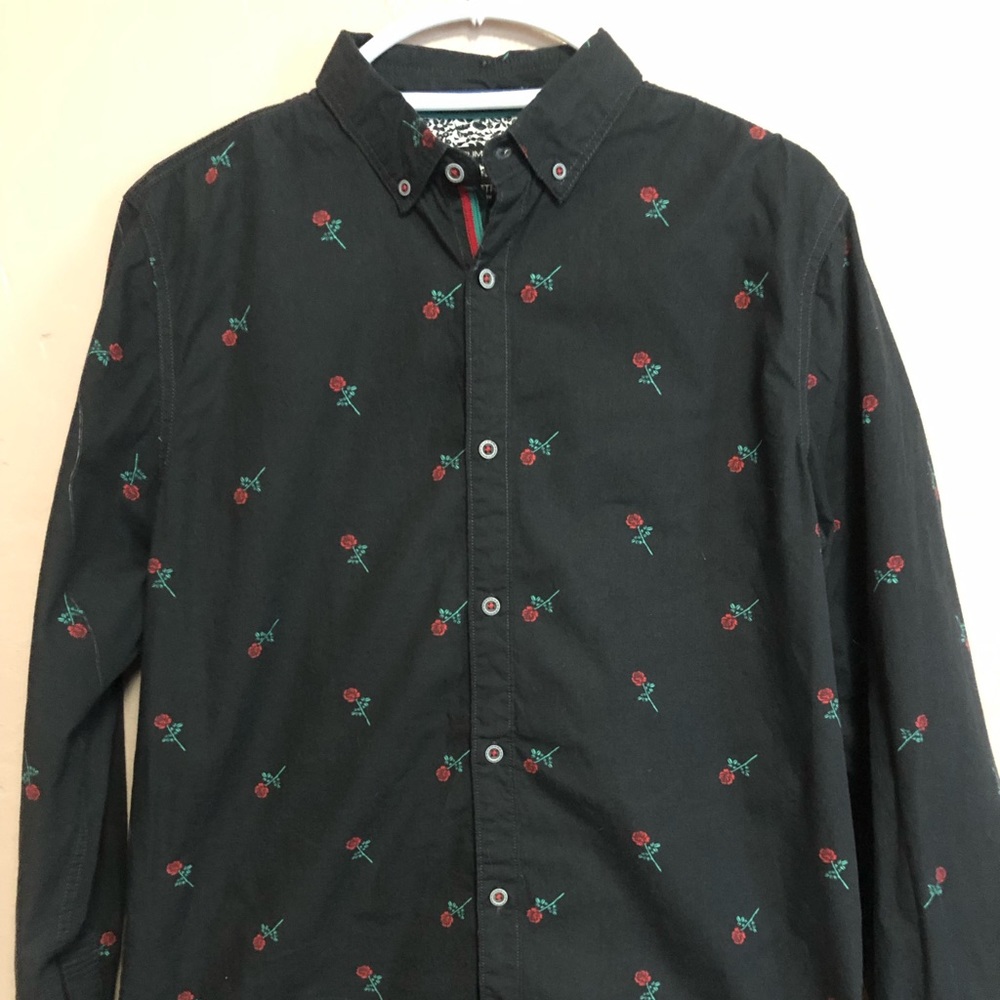 Large Rose button down shirt